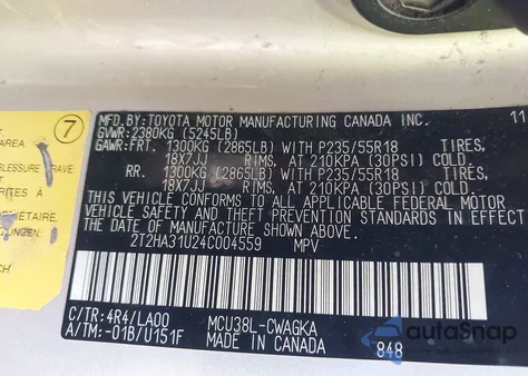 2004 Lexus Rx 330 330 z USA, uszkodzony, nr VIN 2T2HA31U24C004559